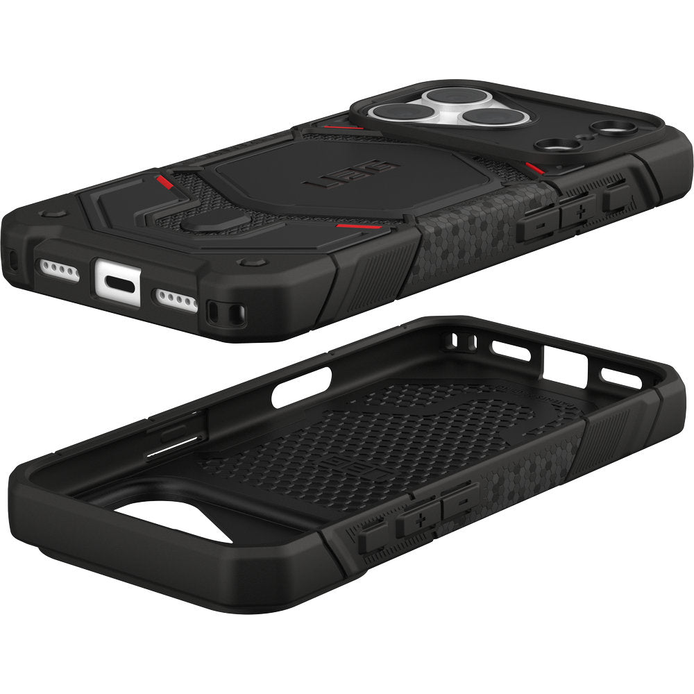Gepanzerte Handyhülle für iPhone 18 Pro / 17 Pro, UAG Monarch Pro Kevlar Mag mit MagSafe, Schwarz mit Kevlar (7/16)