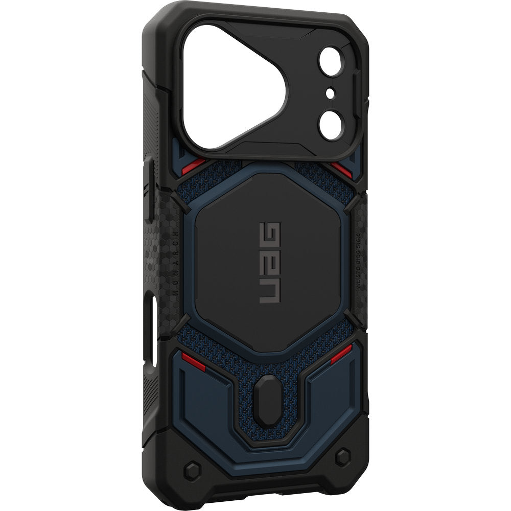 Gepanzerte Handyhülle für iPhone 18 Pro / 17 Pro, UAG Monarch Pro Kevlar Mag mit MagSafe, Dunkelblau und Schwarz mit Kevlar (10/16)