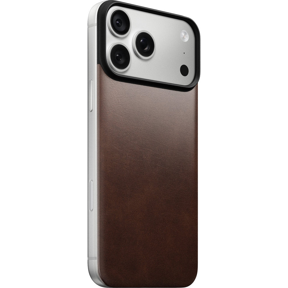 Leder Handyhülle für iPhone 18 Pro Max / 17 Pro Max, Nomad Magnetic Leather Back Horween Series mit MagSafe, rustikales Braun (1/8)