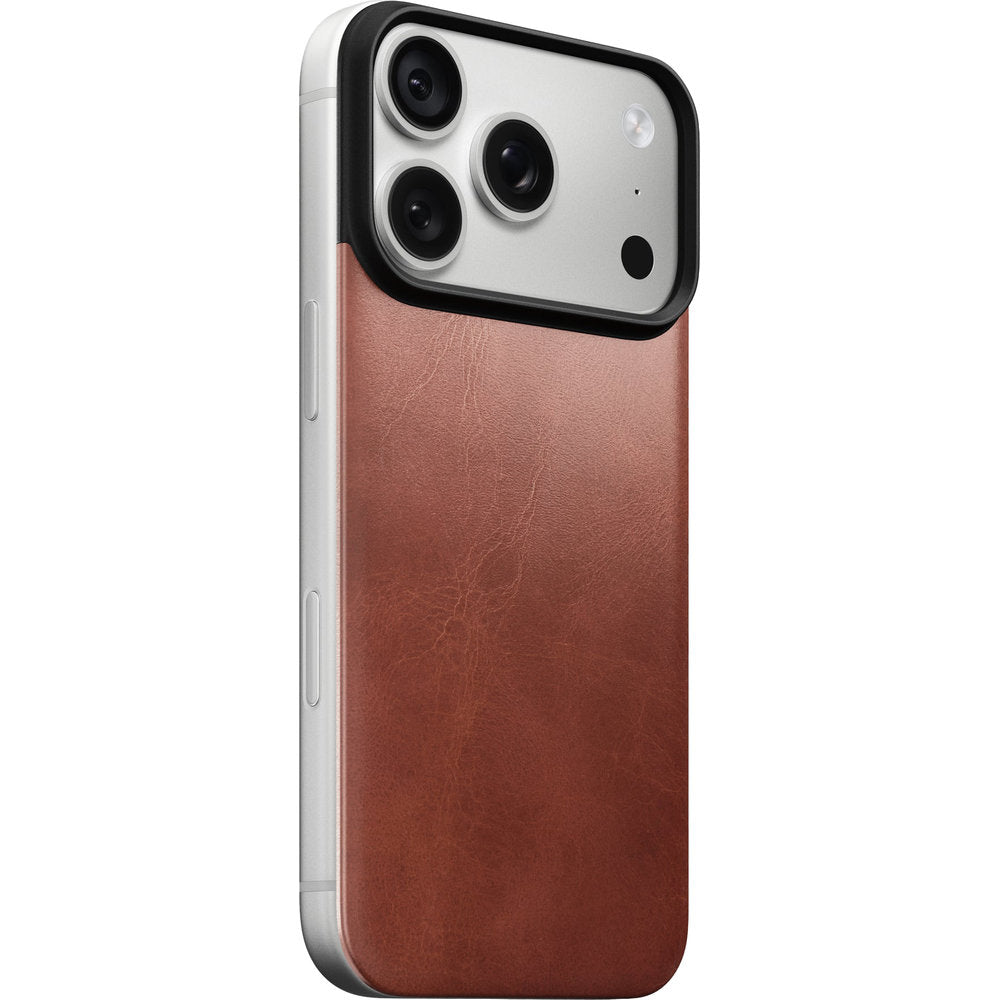Leder Handyhülle für iPhone 18 Pro / 17 Pro, Nomad Magnetic Leather Back Horween Series mit MagSafe, Braun (1/9)