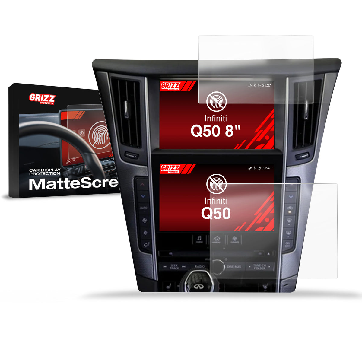 Matte Autodisplayfolie 2in1 für Infiniti Q50 (2014-2020), Grizz Protector