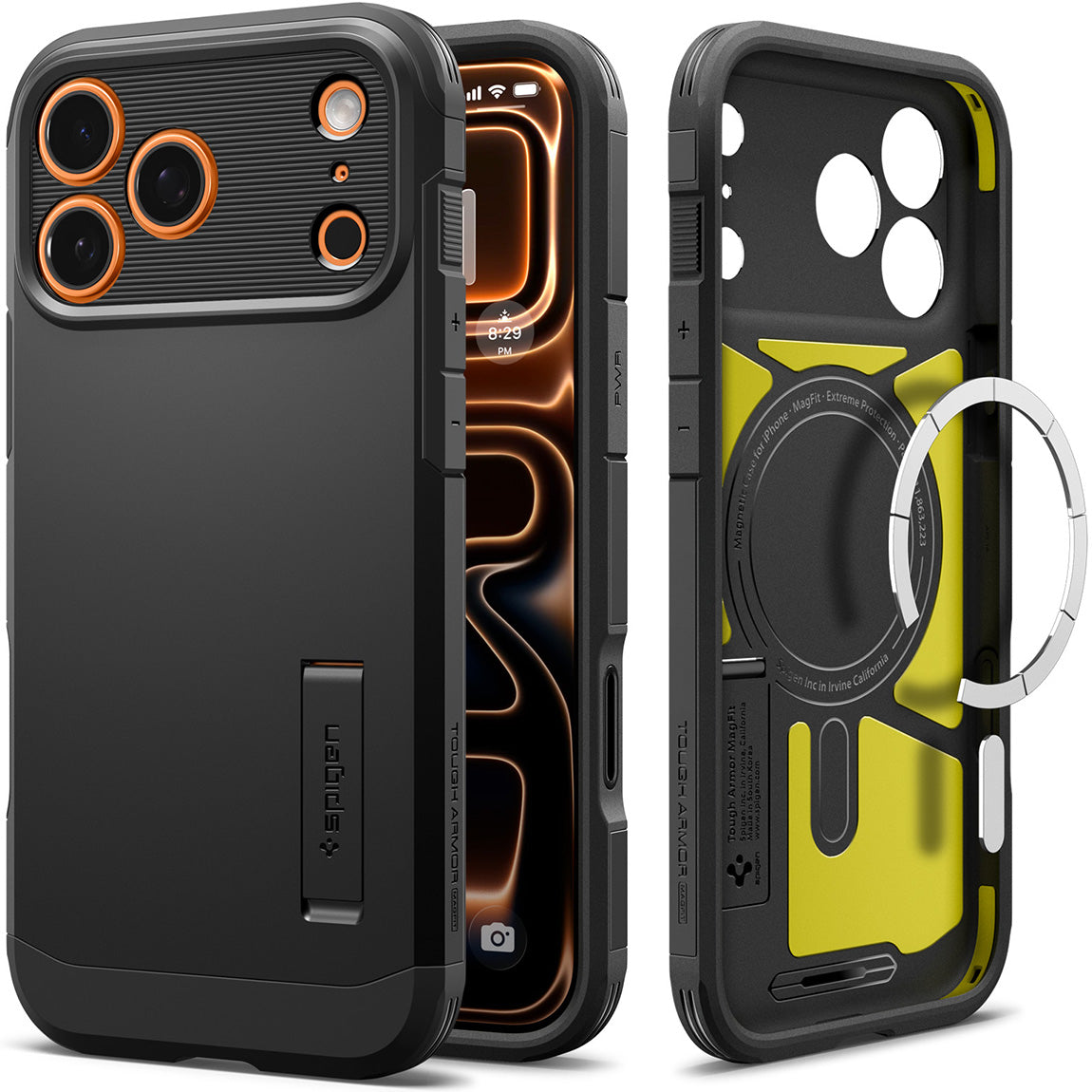 Handyhülle für iPhone 17 Pro Max, Spigen Tough Armor T Mag (CC) mit MagSafe, Schwarz