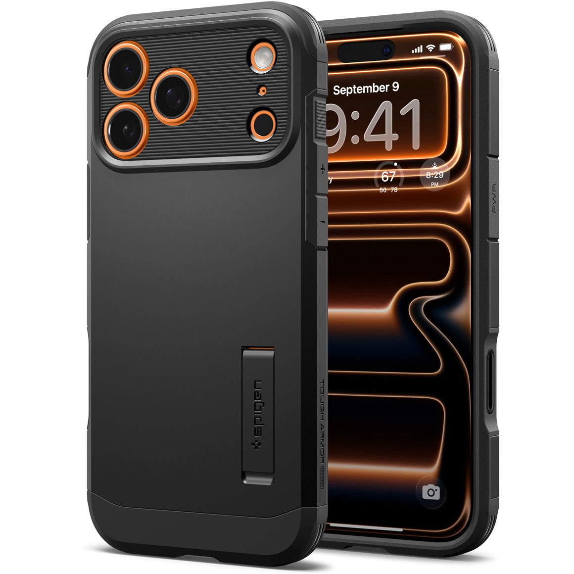 Handyhülle für iPhone 17 Pro, Spigen Tough Armor T Mag (CC) mit MagSafe, Schwarz