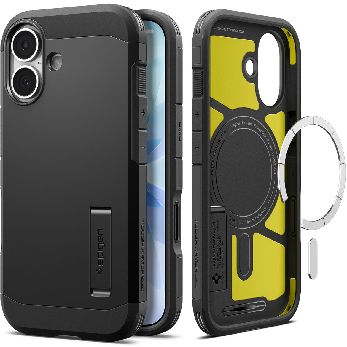 Handyhülle für iPhone 17, Spigen Tough Armor T Mag (CC) mit MagSafe, Schwarz