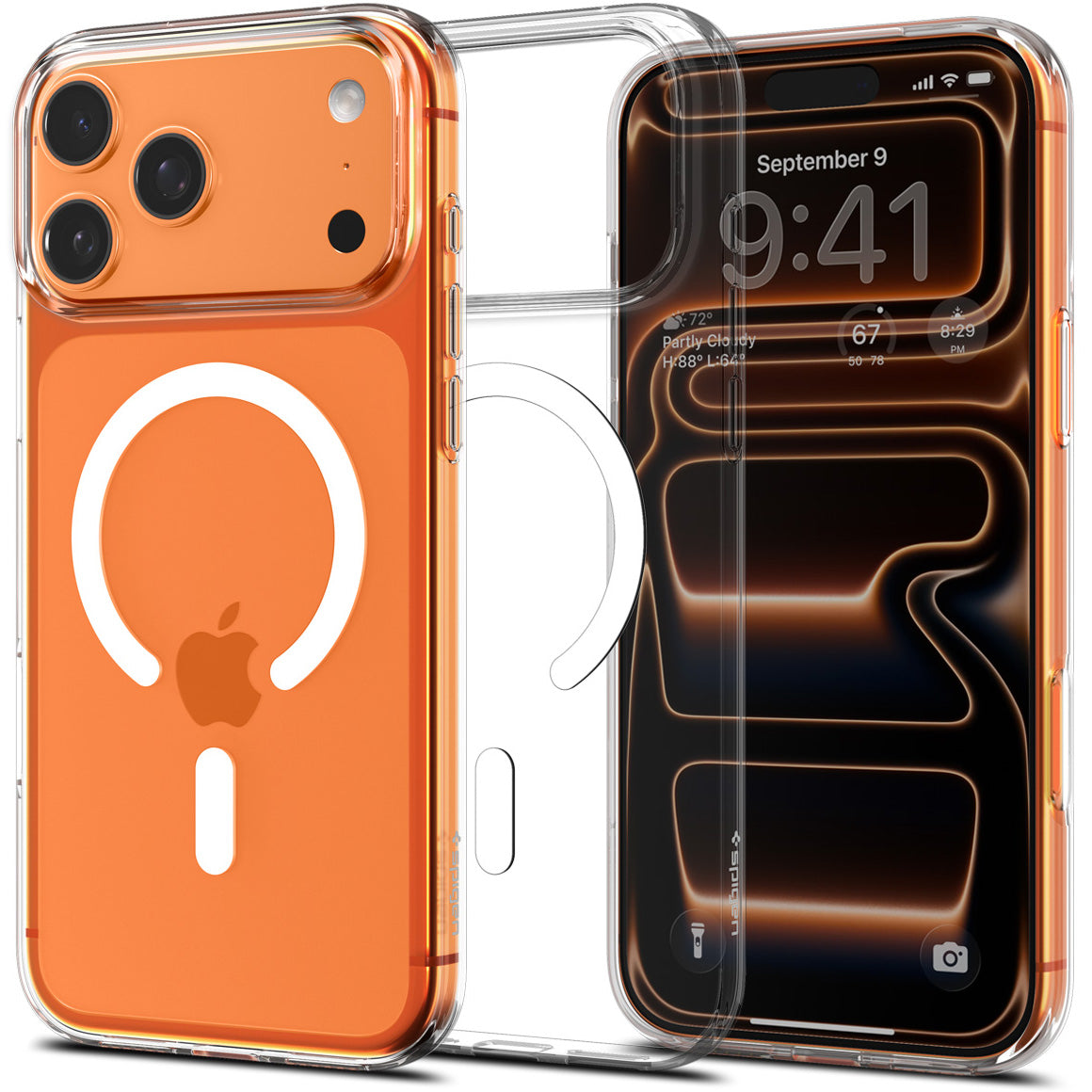 Handyhülle für iPhone 17 Pro, Spigen Liquid Crystal Mag mit MagSafe, Transparent-Weiß