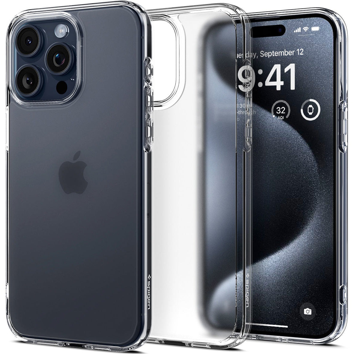 Schutzhülle für iPhone 15 Pro, Spigen Ultra Hybrid, Durchscheinend-Transparent