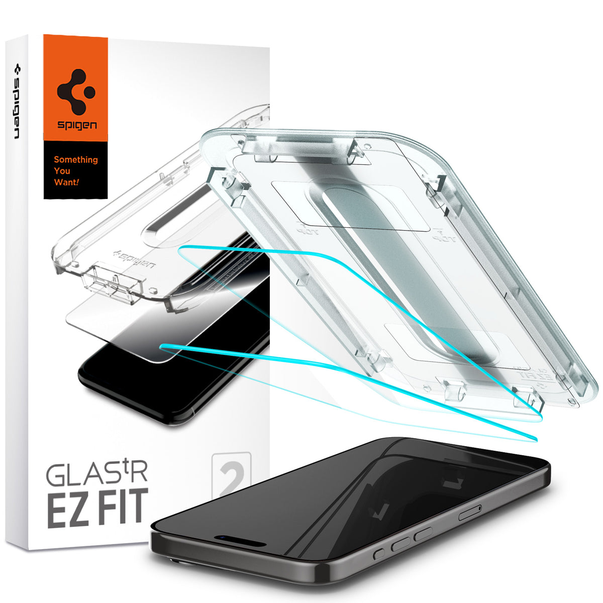Glas für die Schutzhülle Spigen Glas.tR EZ Fit 2-Pack für iPhone 15 Pro Max