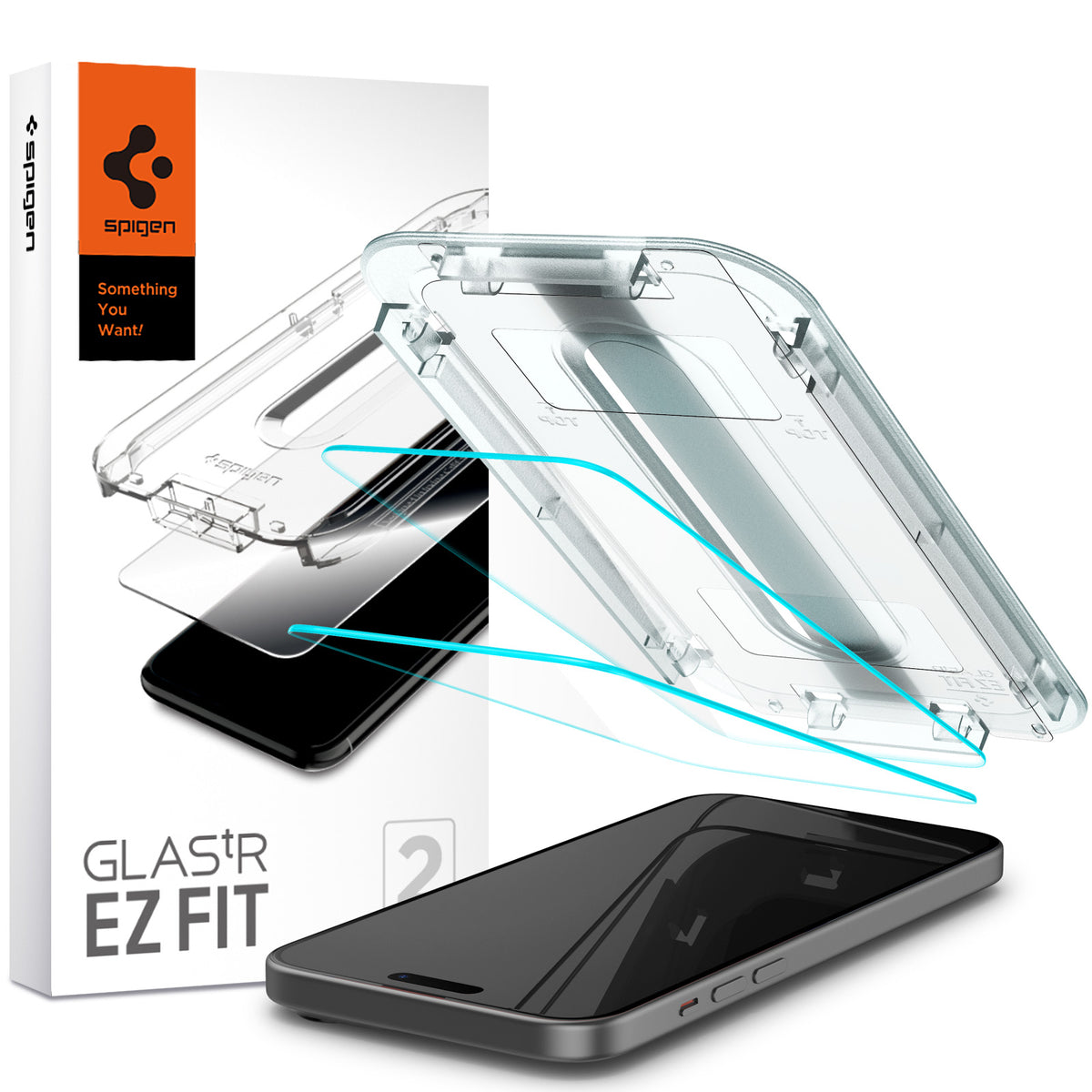 Glas für die Schutzhülle für iPhone 15 / 16, Spigen Glas.tR EZ Fit 2-Pack