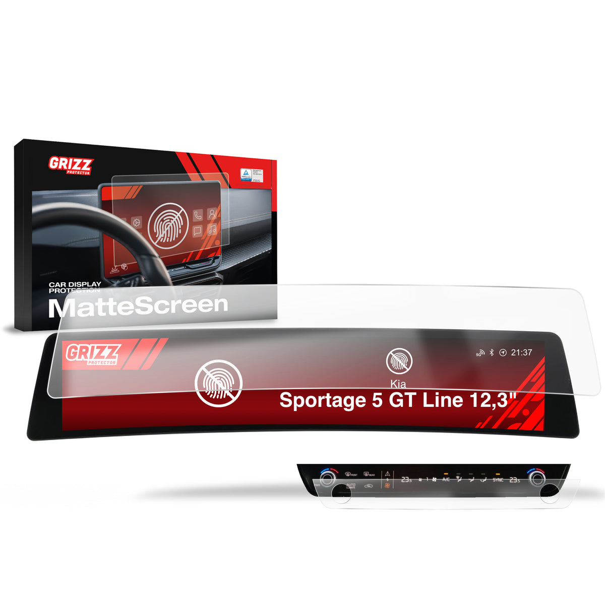 Matte Autodisplayfolie 2in1 für Kia Sportage 5 GT Line 12,3" (2021-2024), Grizz Protector