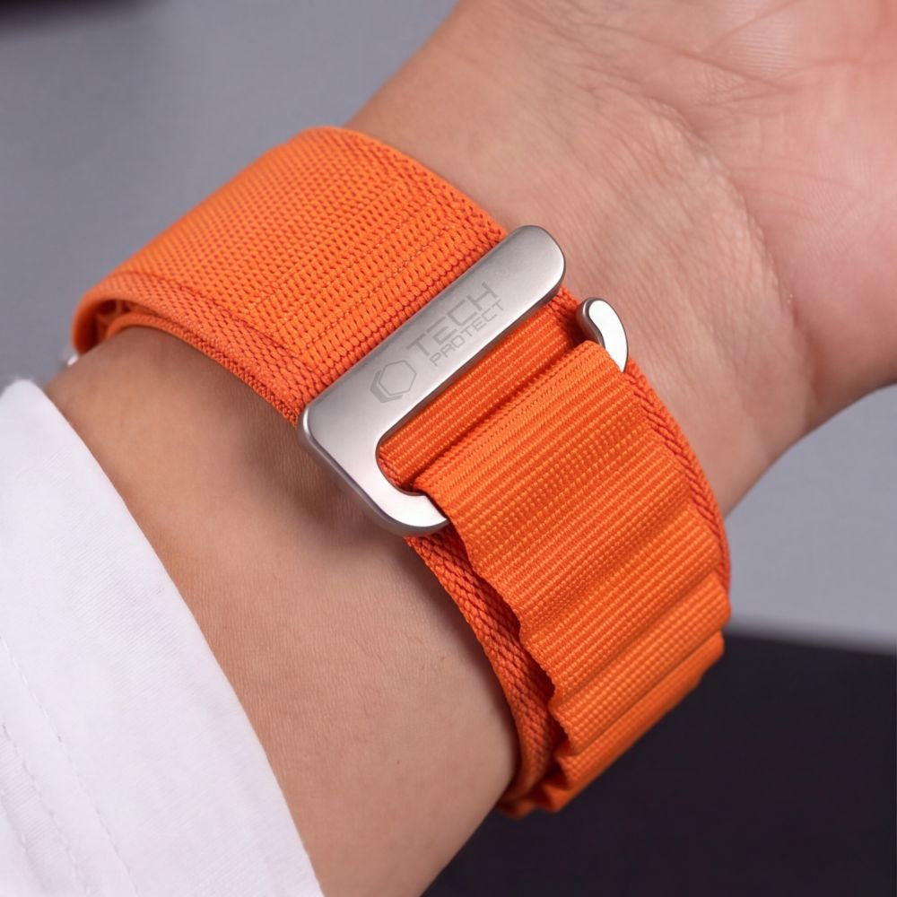 Armband für Apple Watch 49/46/45/44 mm, Tech Protect Nylon Pro, Orange (8/8)