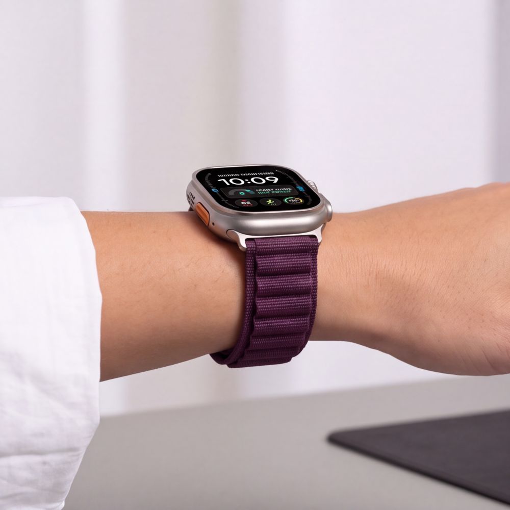 Armband für Apple Watch 49/46/45/44 mm, Tech Protect Nylon Pro, Burgunderrot (8/9)
