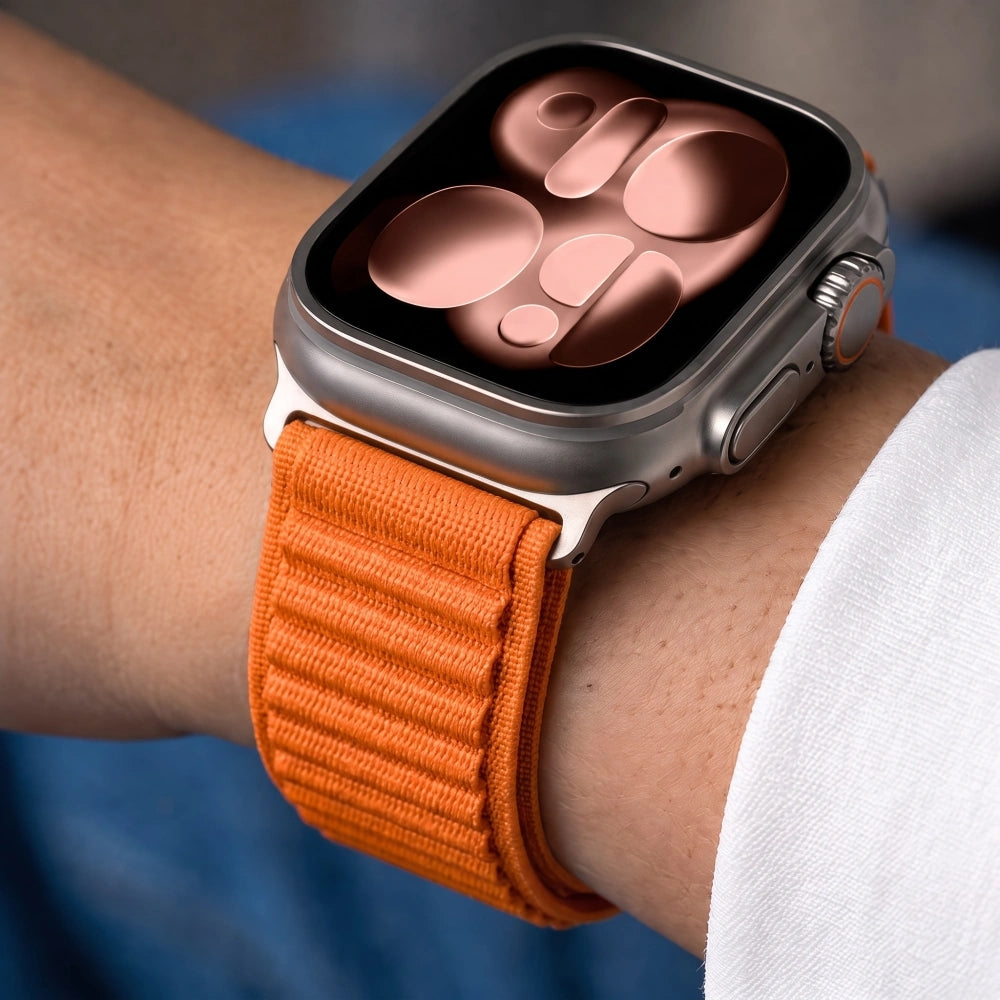 Armband für Apple Watch 44/45/46/49 mm, Tech Protect Nylon Pro, Orange (8/8)
