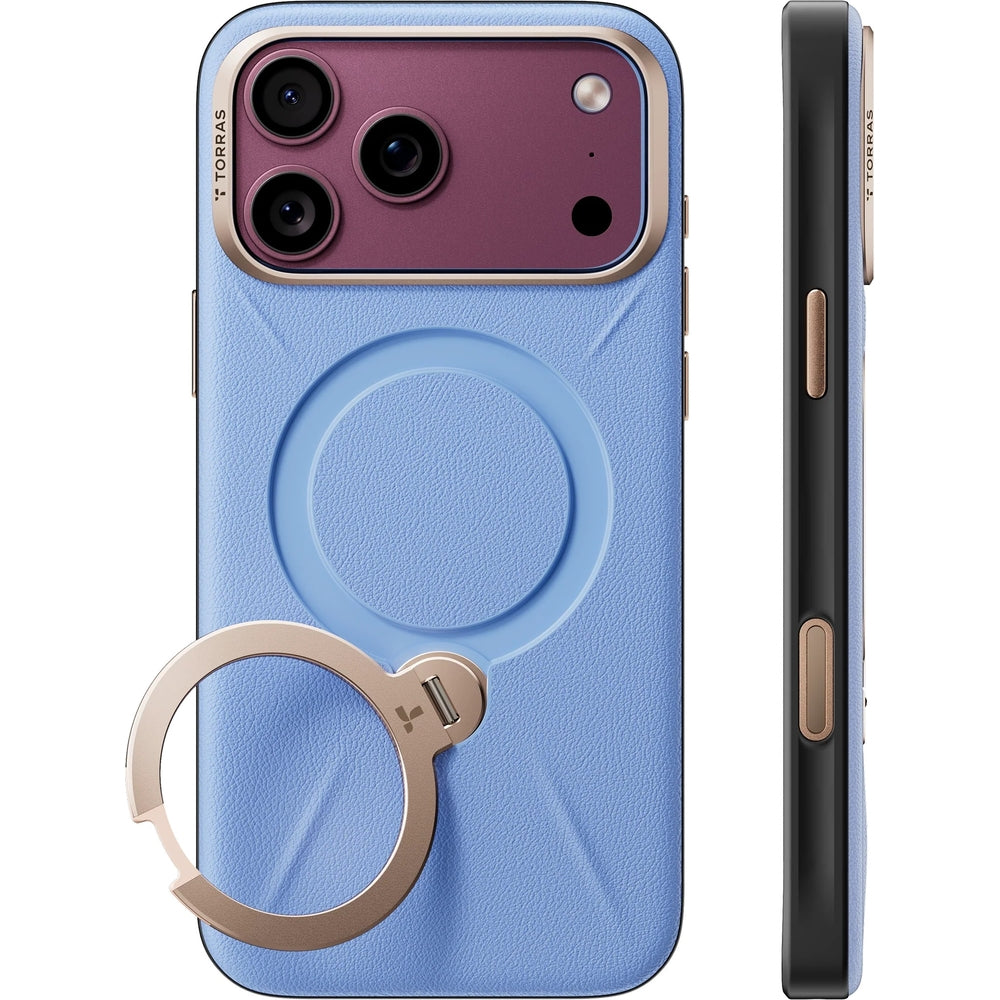 Handyhülle für iPhone 18 Pro / 17 Pro Torras Ostand Q3 VegSkin, Blau (8/11)