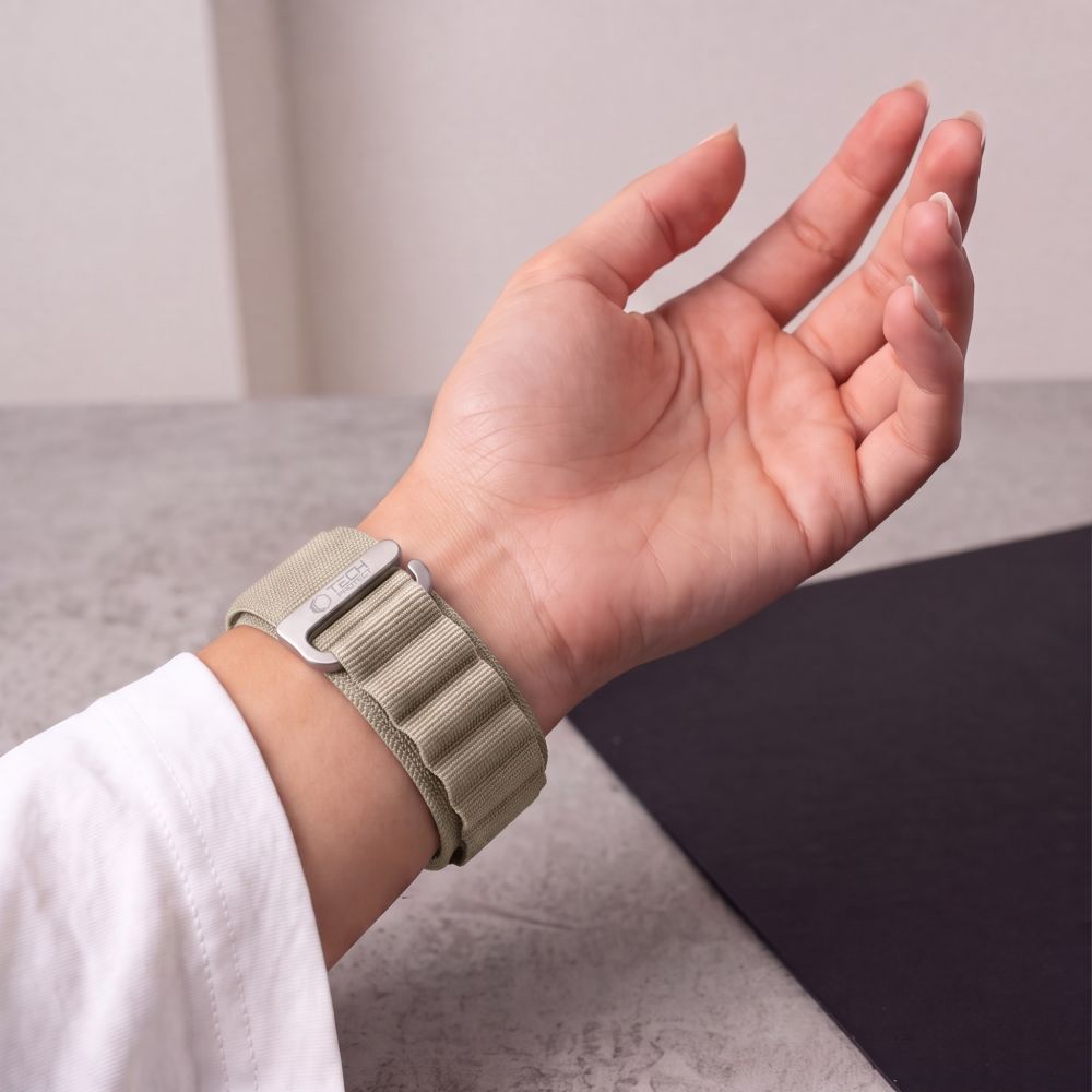 Armband für Apple Watch 49/46/45/44 mm, Tech Protect Nylon Pro, Titan/Olive (8/8)