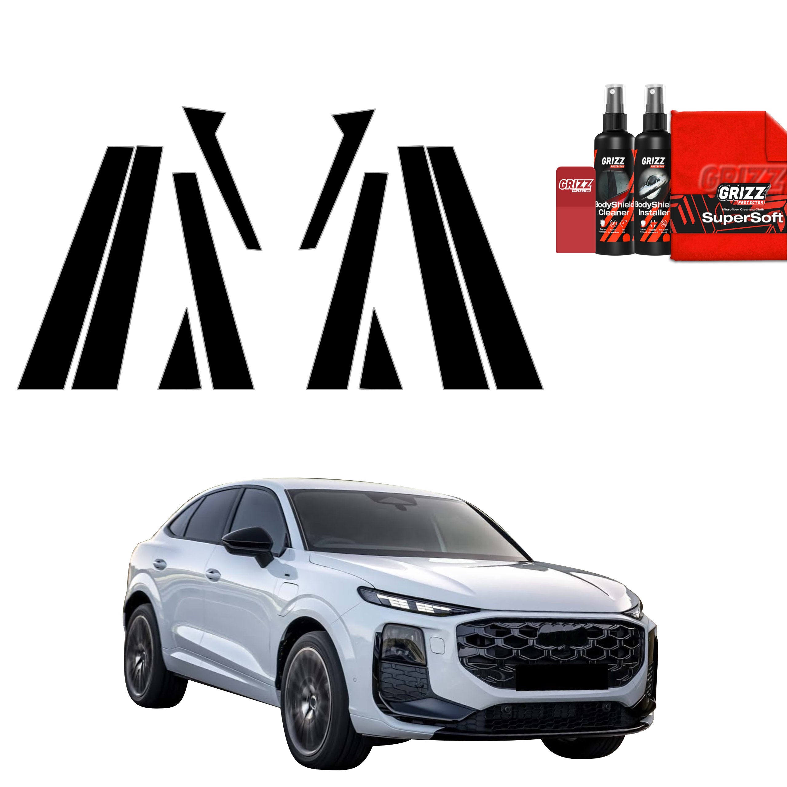 10in1 Schwarze Schutzfolie Grizz Protector für B-C-Säule - Audi Q3 Sportback (2025-2026)