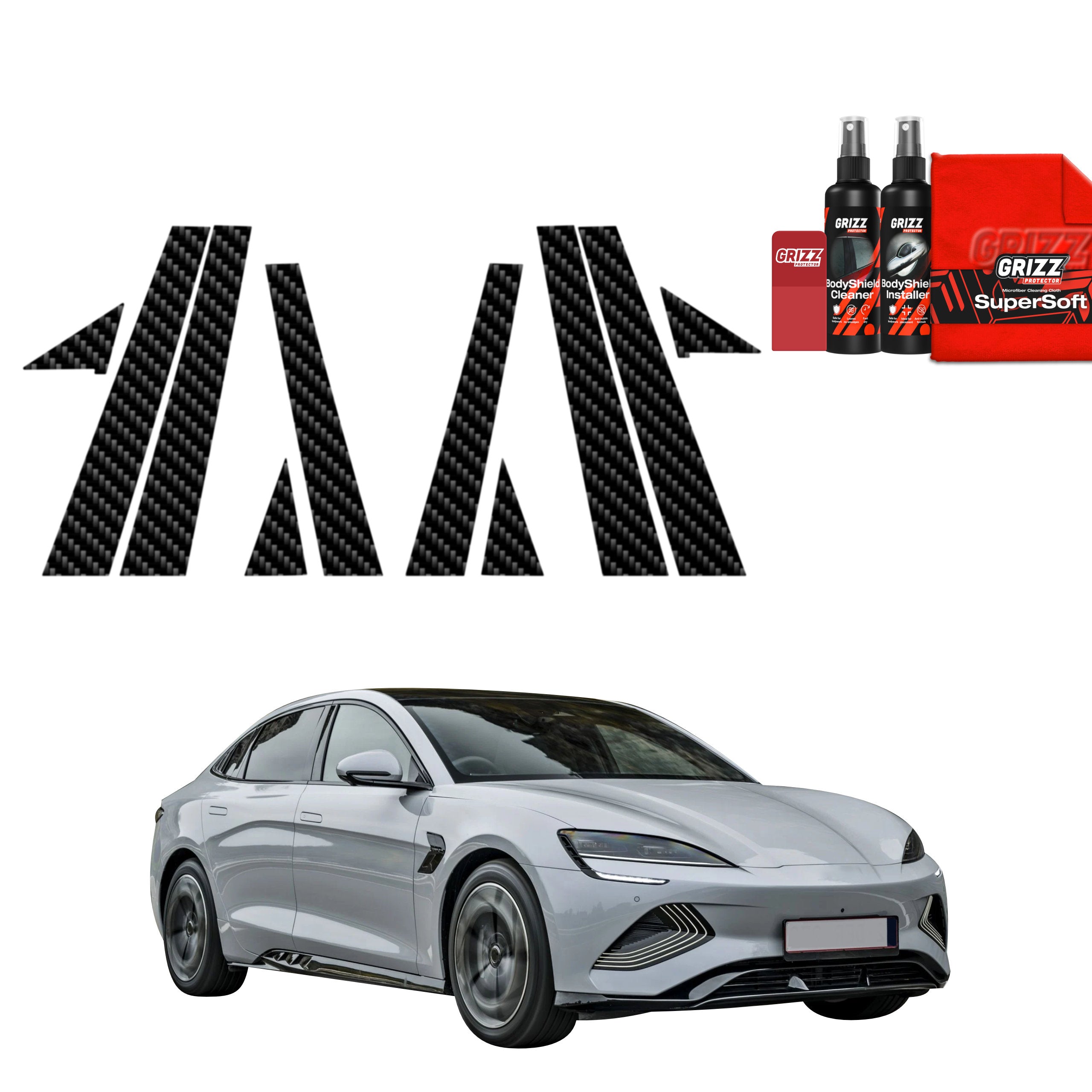 10in1 Kohlenstoff Schutzfolie Grizz Protector für B-C-Säule - BYD Seal (2026)