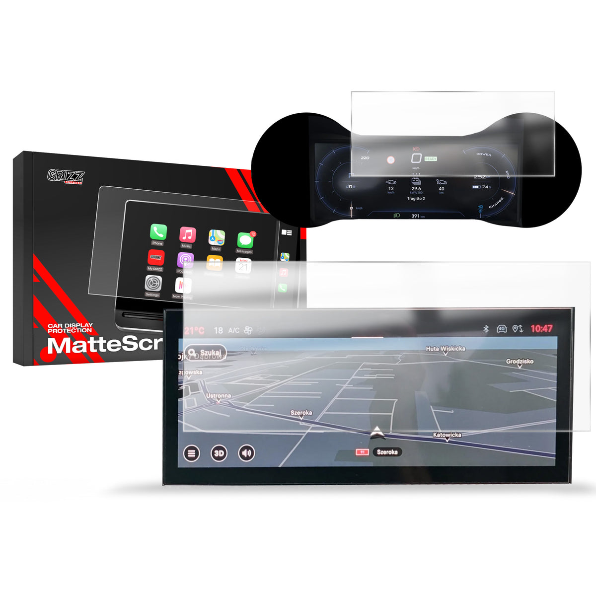 Matte Autodisplayfolie 2in1 für Alfa Romeo Junior 10,25" (2024-2026), Grizz Protector
