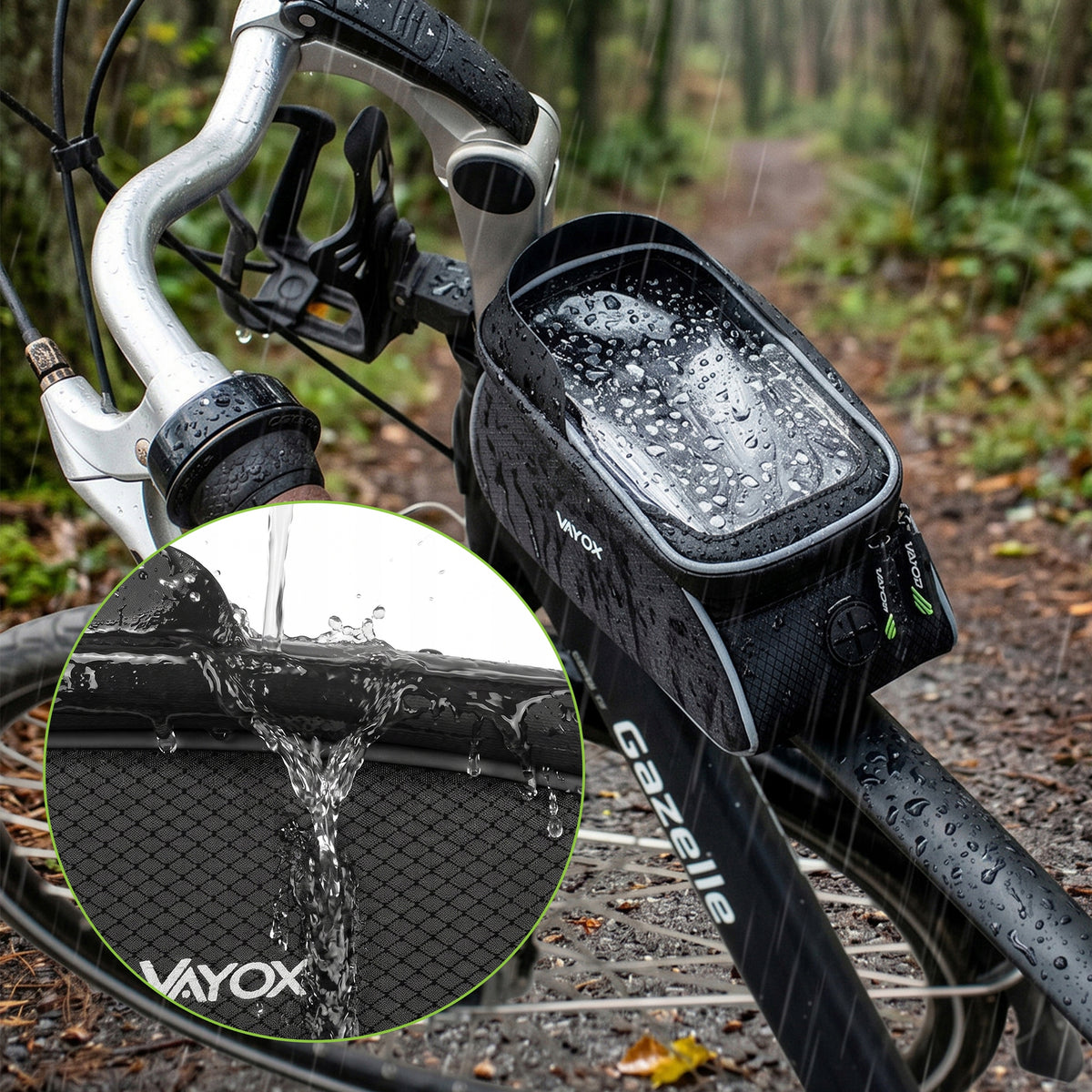 Fahrradtasche für den Rahmen mit Handyfach, Vayox VA0450 1.2L, Schwarz