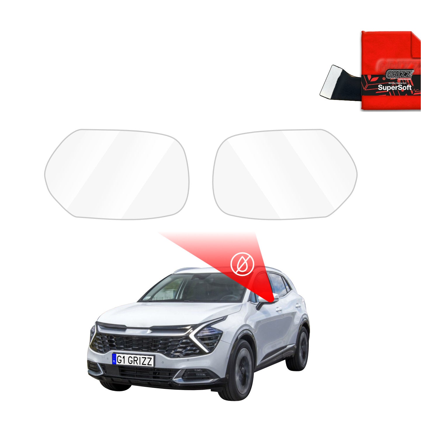 Regenschutzfolie Grizz Protector für Außenspiegel - Kia Sportage 5 (2021-2025)