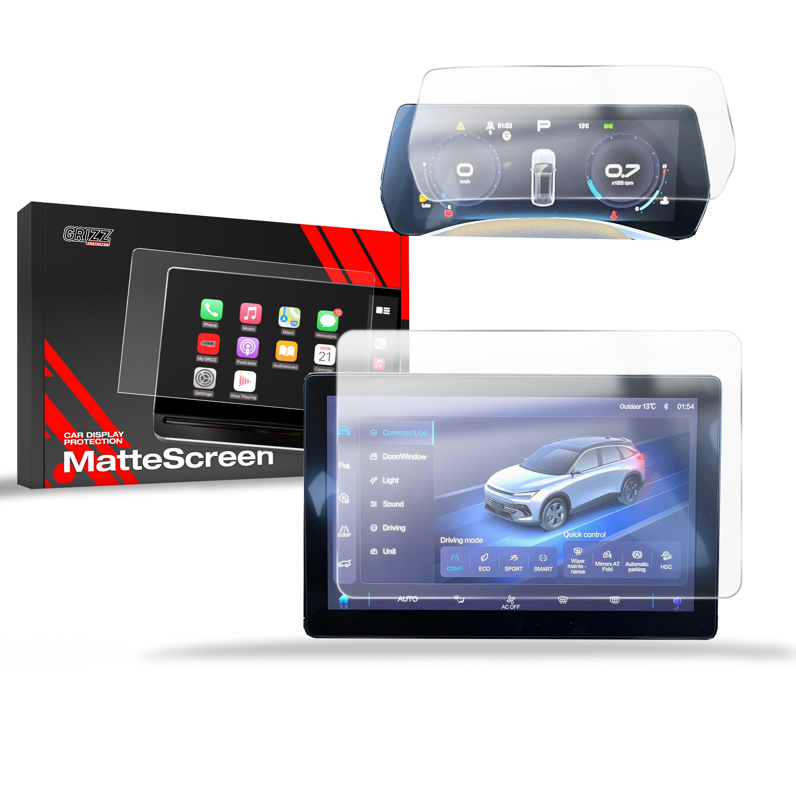 Matte Autodisplayfolie 2in1 für BAIC BEIJING 5 (2023-2026), Grizz Protector
