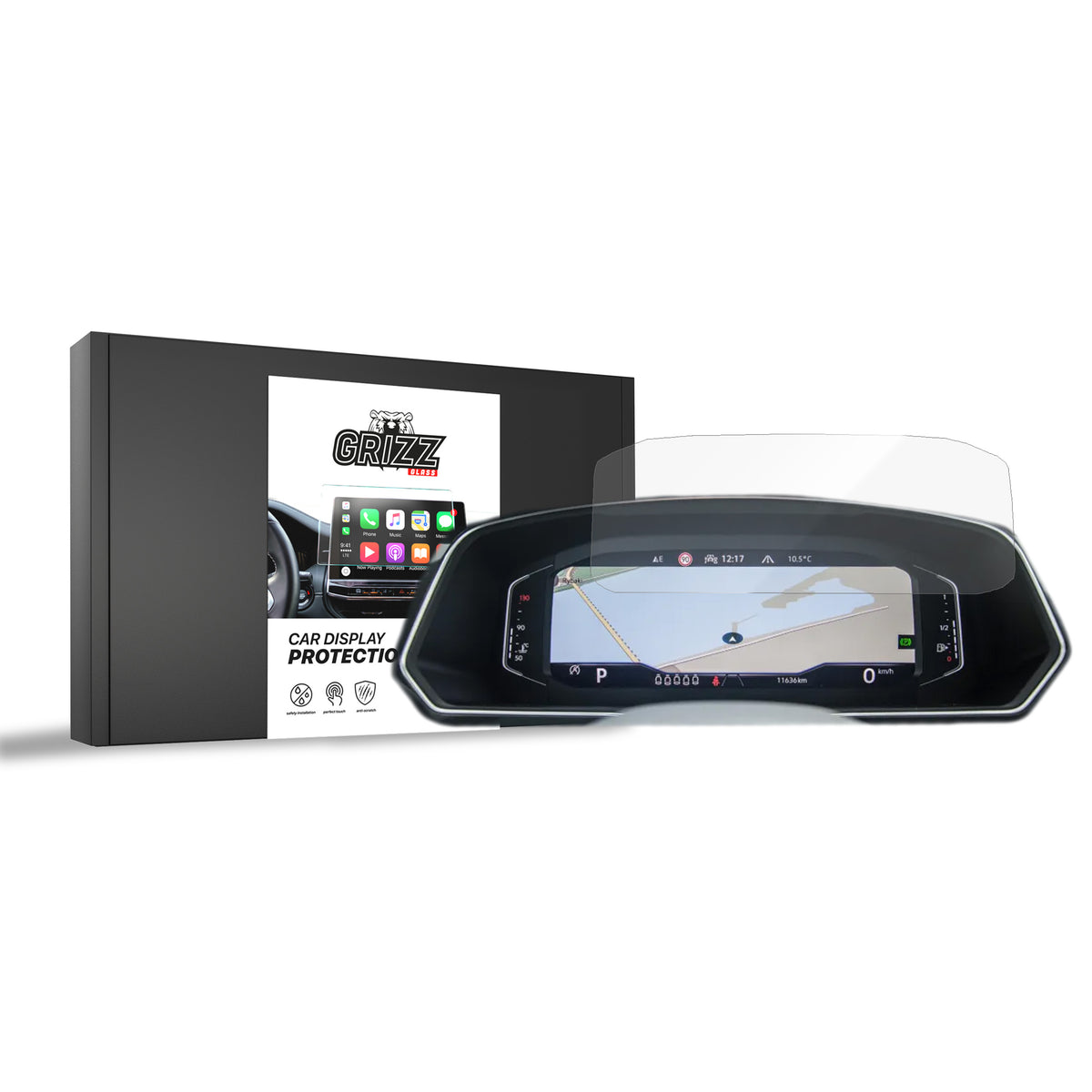 Keramische Autodisplayfolie für Volkswagen T-Roc Digital Cockpit Pro 10,25" (2020-2024), Grizz Protector