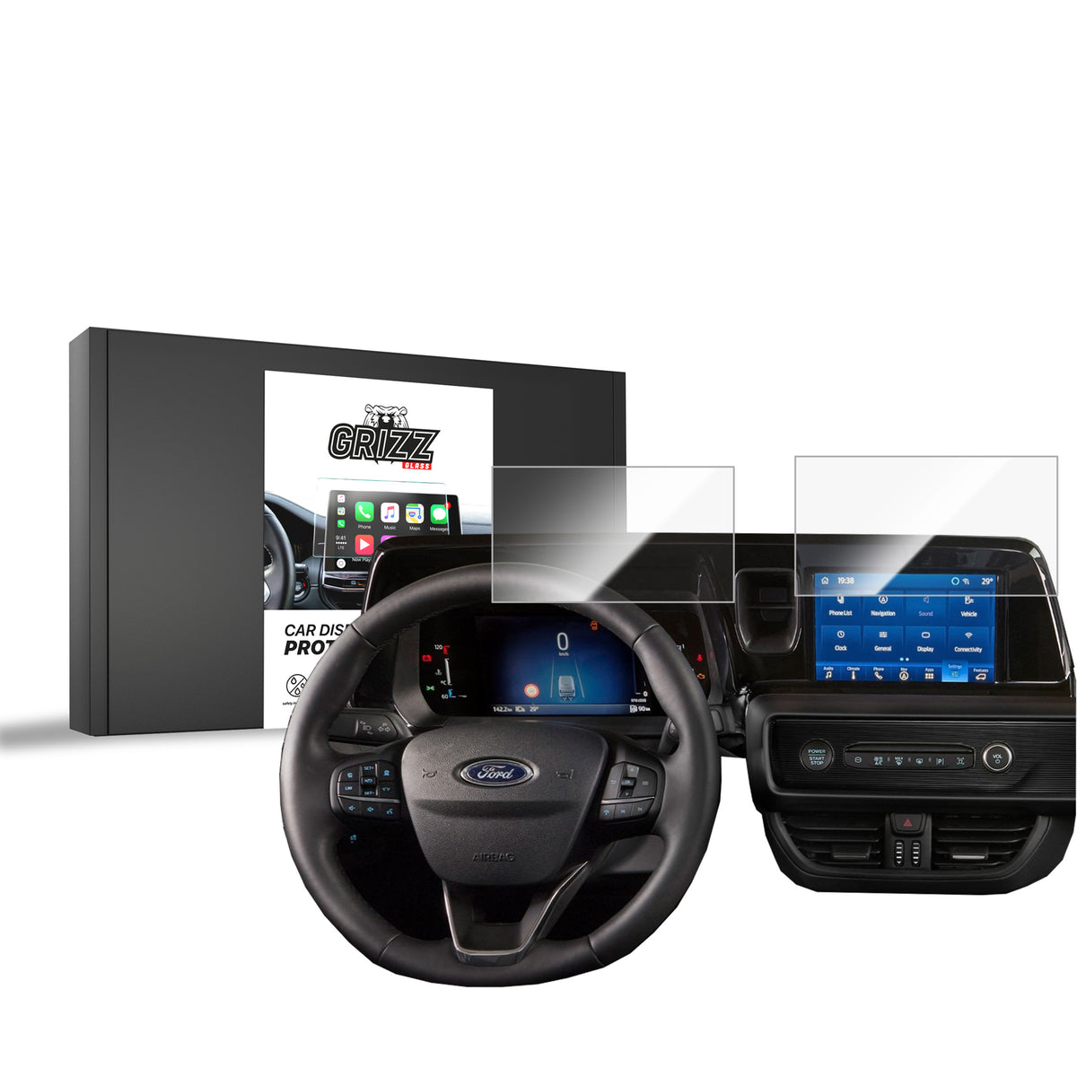 Keramische Autodisplayfolie 2in1 für Ford Courier 8" (2023-2026), Grizz Protector
