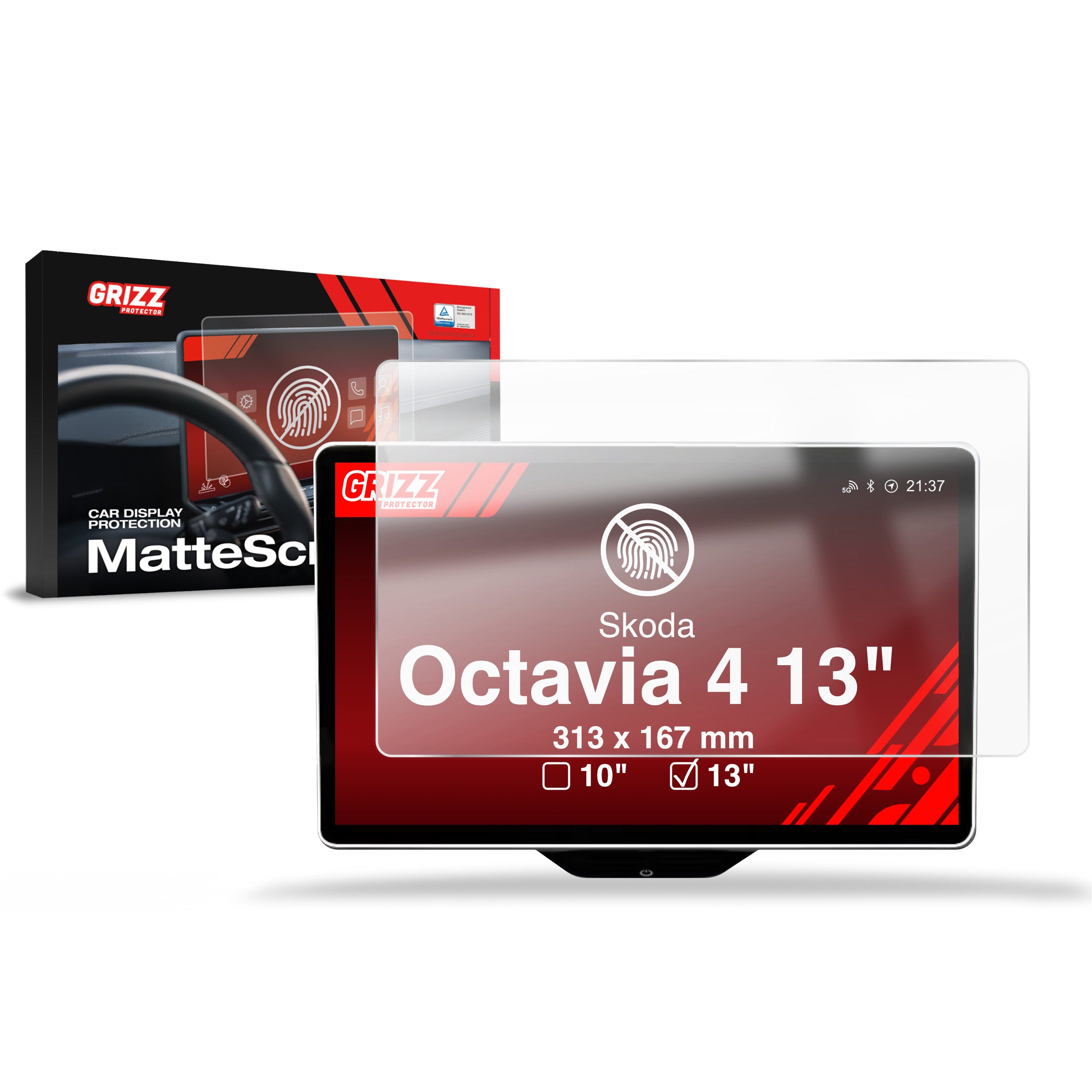 Matte Autodisplayfolie für Skoda Octavia 4 13" (2024-2026), Grizz Protector
