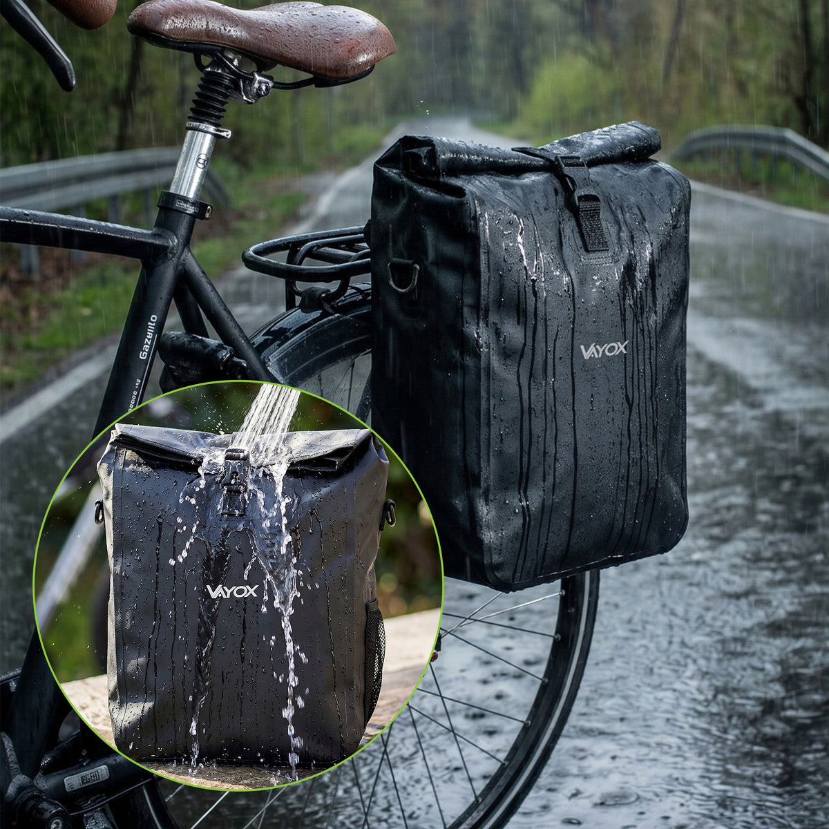 Fahrradtasche für den Gepäckträger, Vayox VA0444B 25L, Schwarz