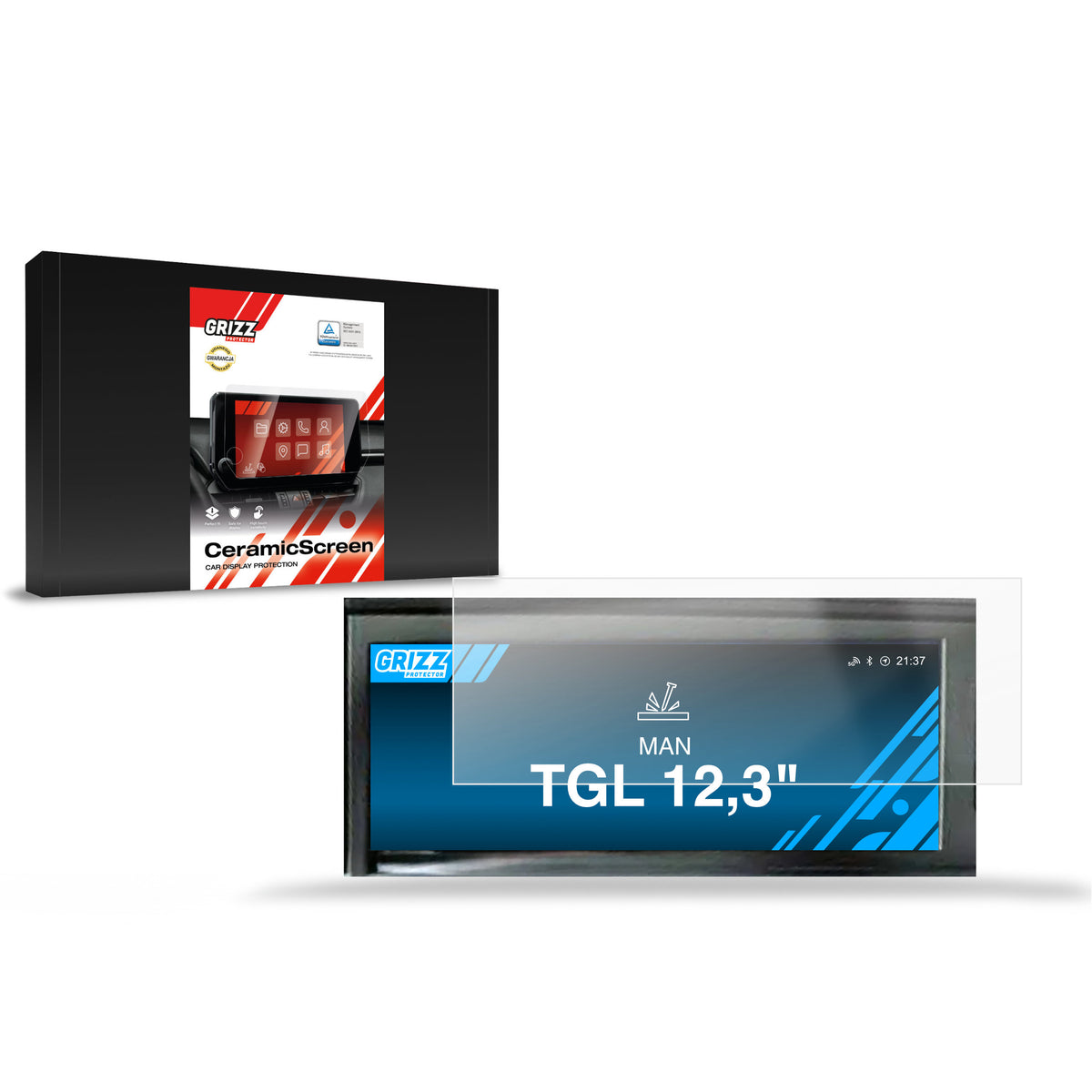 Keramische Autodisplayfolie für MAN TGL 12,3", Grizz Protector