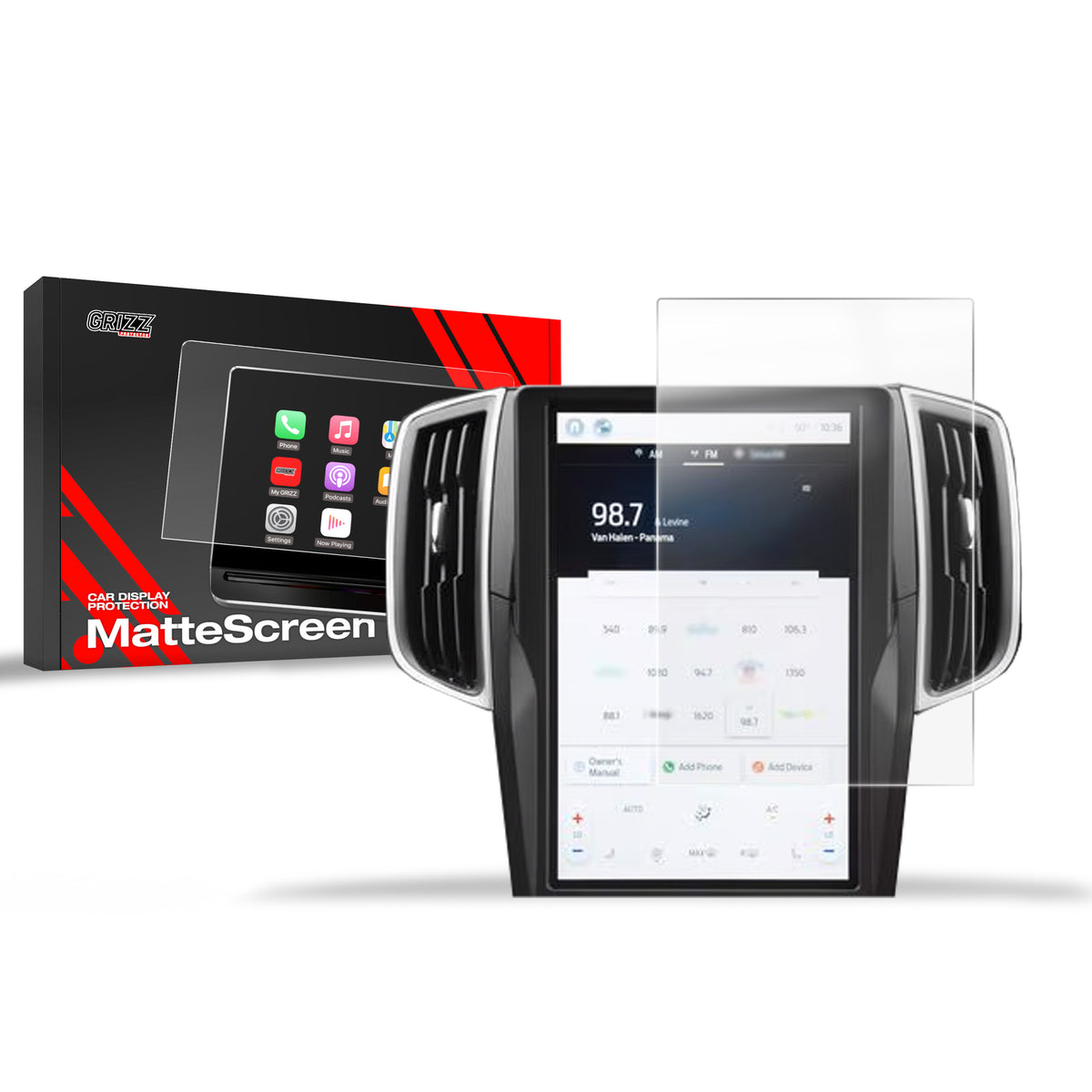 Matte Autodisplayfolie für Ford Edge 12" Sync4 (2021-2025), Grizz Protector