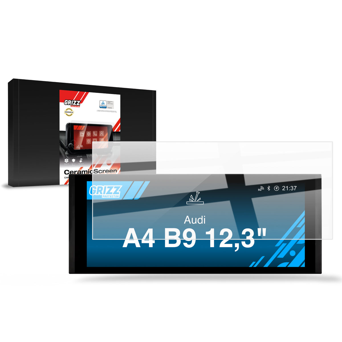 Keramische Autodisplayfolie für Audi A4 B9 Android Radio 12,3" (2016-2024), Grizz Protector