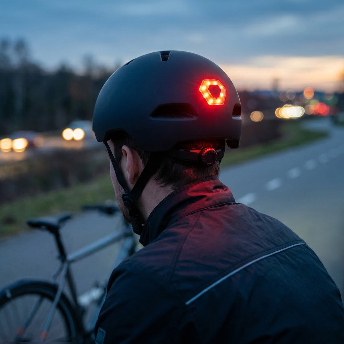 Fahrradhelm mit LED-Licht, Vayox Street VA0423BMM 55-58 cm, Schwarz
