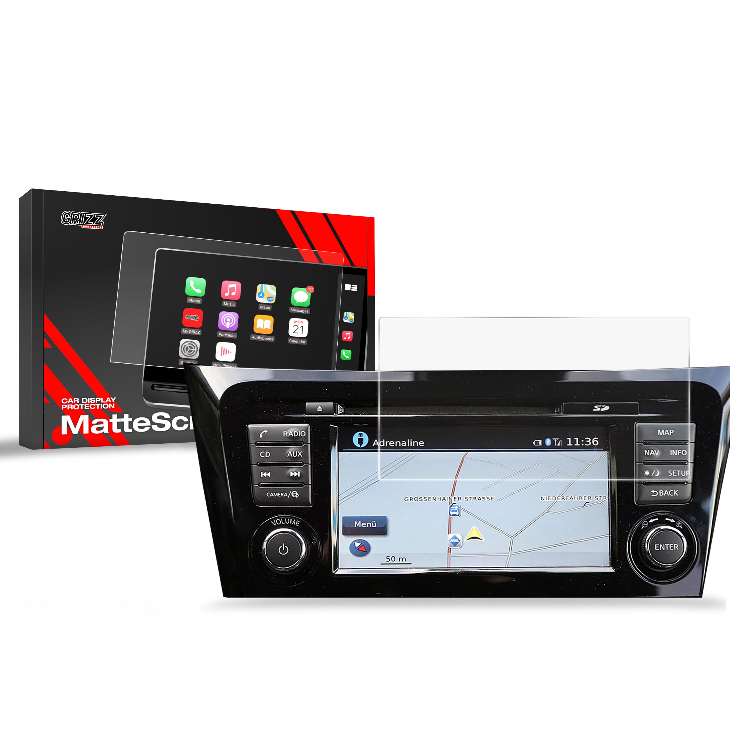 Matte Autodisplayfolie für Nissan X-Trail 3 (2013-2017), Grizz Protector