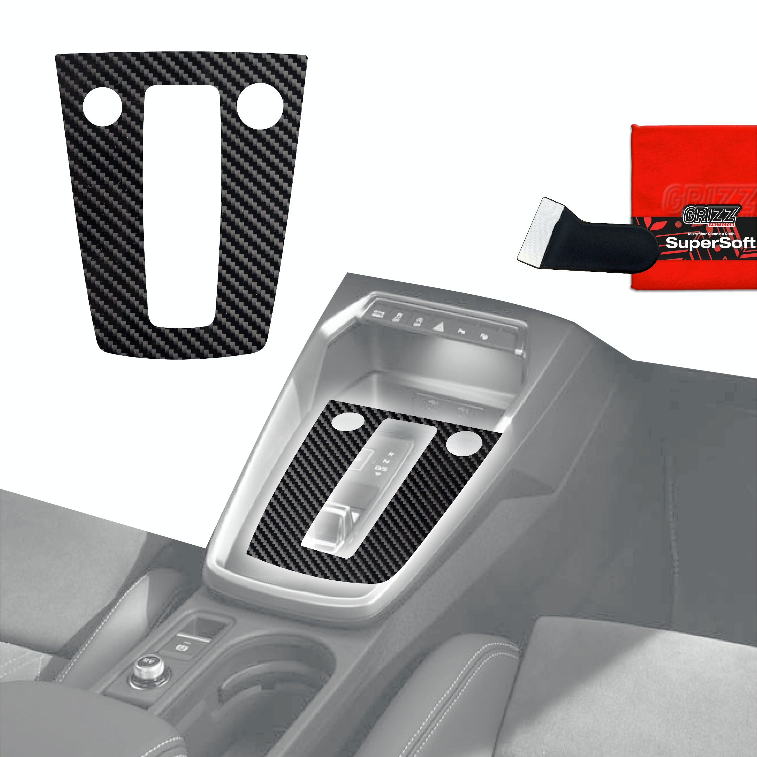 Schutzfolien Grizz Protector für Mittelkonsole - Audi RS3 8Y (2020-2024) Carbon Optik Glanz