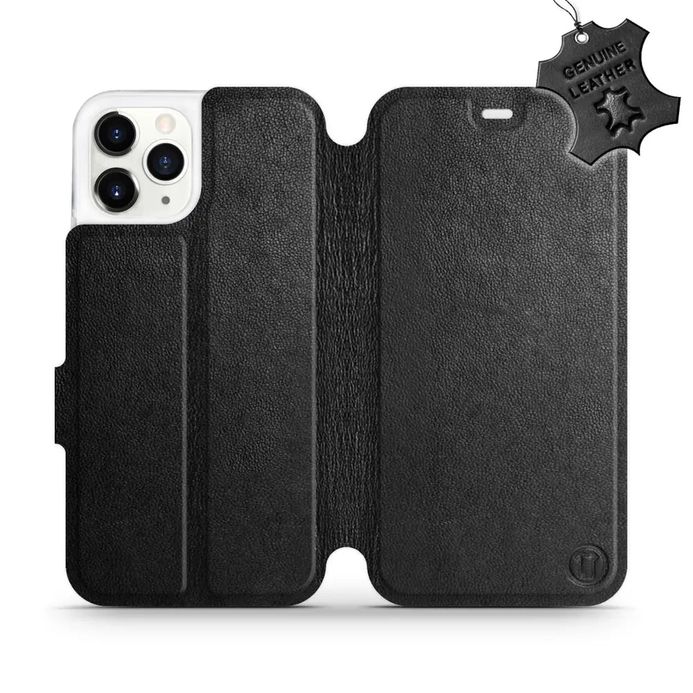 Echtleder Handyhülle für iPhone 11 Pro, Mobiwear Leather, Schwarz