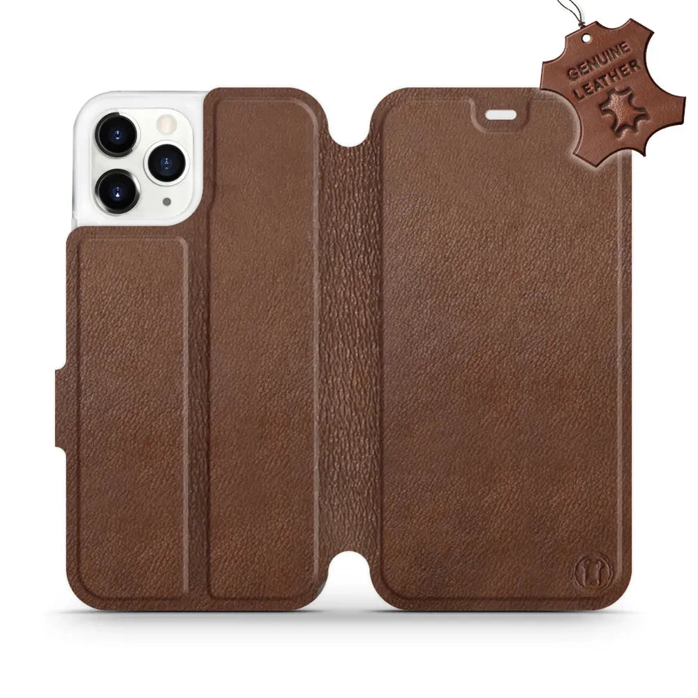 Echtleder Handyhülle für iPhone 11 Pro, Mobiwear Leather, Braun