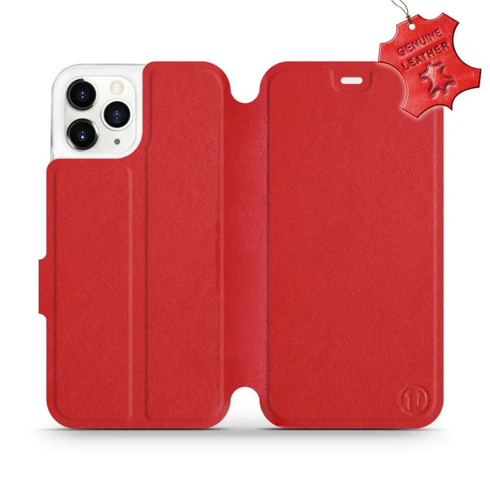Echtleder Handyhülle für iPhone 11 Pro, Mobiwear Leather, Rot