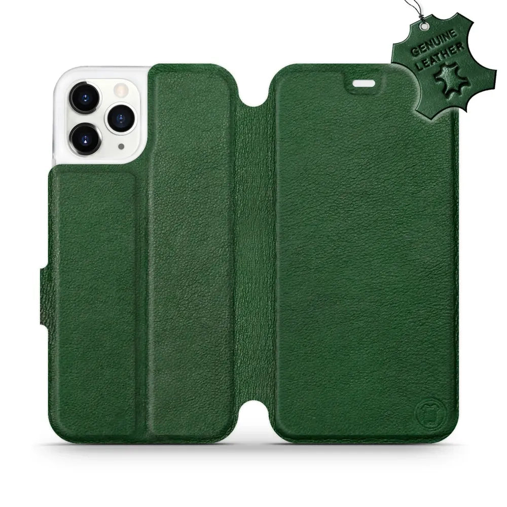 Echtleder Handyhülle für iPhone 11 Pro, Mobiwear Leather, Grün