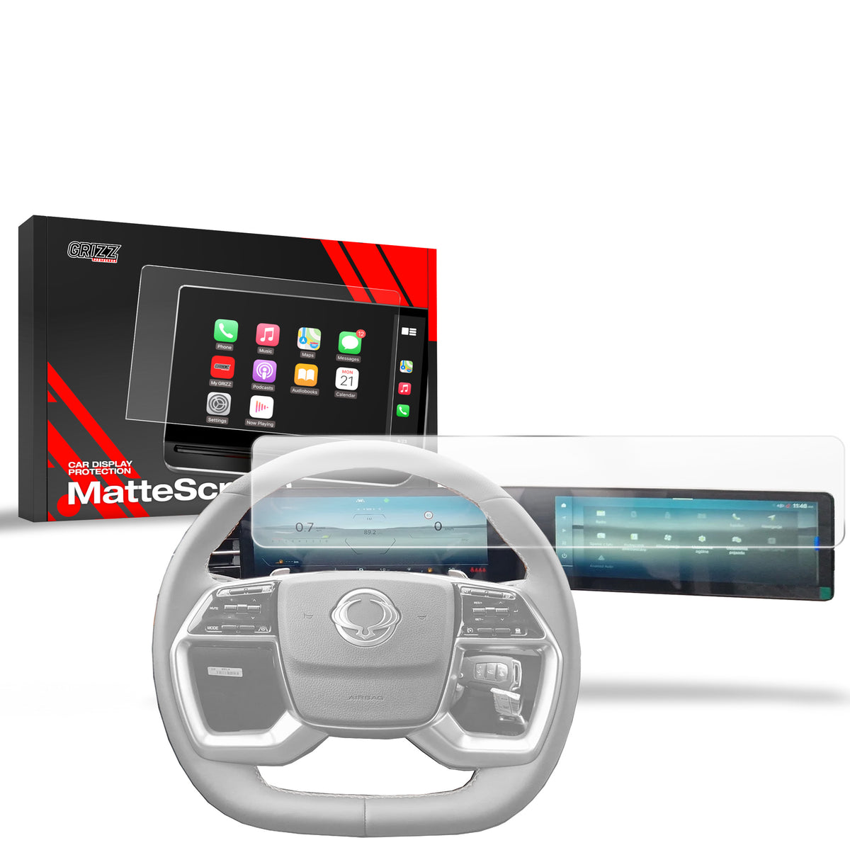 Matte Autodisplayfolie für SsangYong Torres EVX 12,3" (2024-2026), Grizz Protector