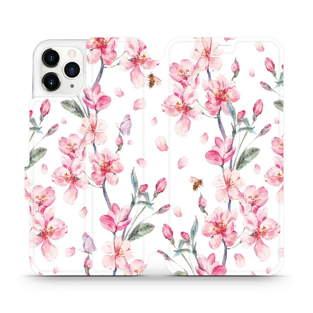 Handyhülle mit klappe für iPhone 11 Pro Max, Mobiwear Book, Rosa Frühling