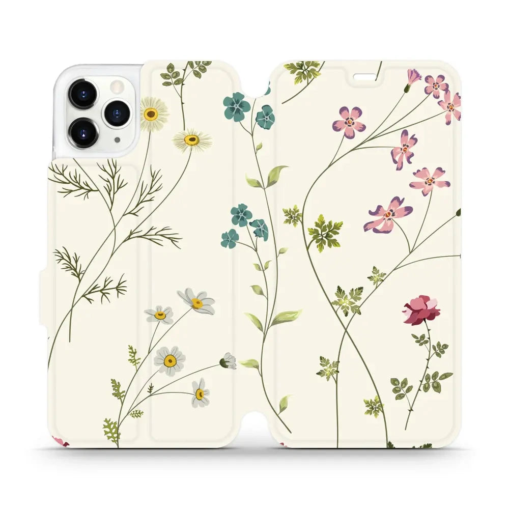 Handyhülle mit klappe für iPhone 11 Pro Max, Mobiwear Book, Feldblumen