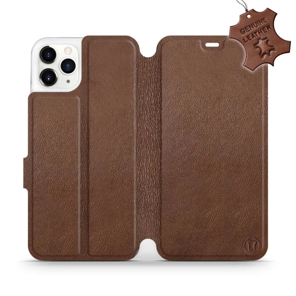 Echtleder Handyhülle für iPhone 11 Pro Max, Mobiwear Leather, Braun