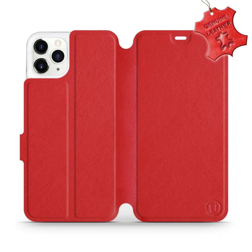 Echtleder Handyhülle für iPhone 11 Pro Max, Mobiwear Leather, Rot