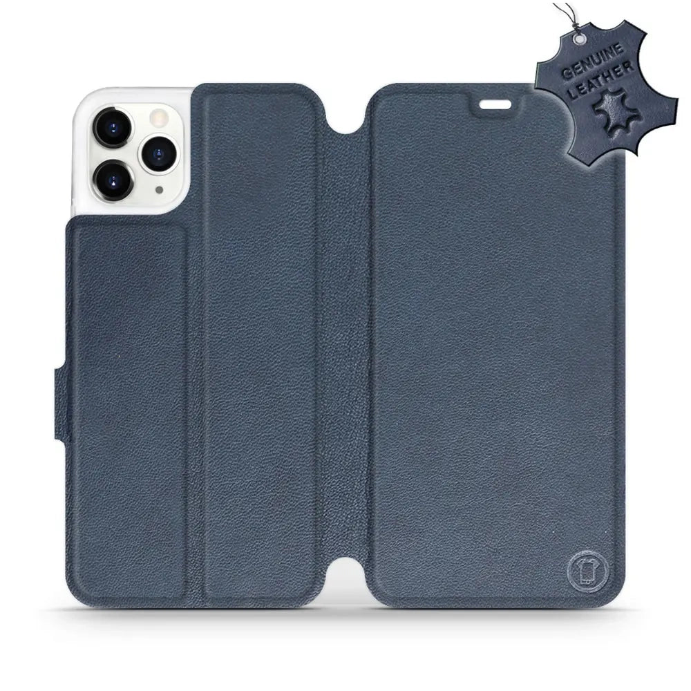 Echtleder Handyhülle für iPhone 11 Pro Max, Mobiwear Leather, Dunkelblau