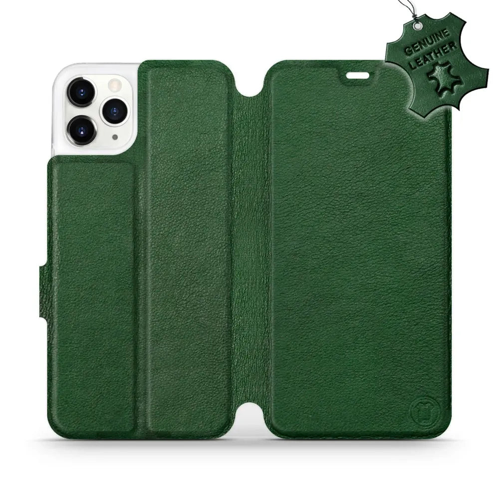 Echtleder Handyhülle für iPhone 11 Pro Max, Mobiwear Leather, Grün
