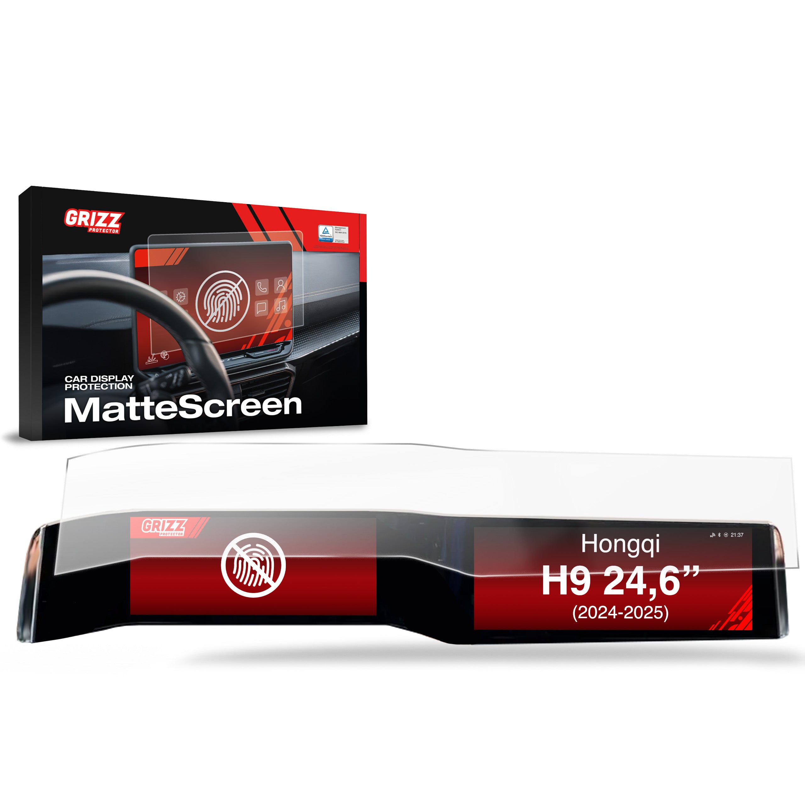 Matte Autodisplayfolie für Hongqi H9 24,6" (2024-2026), Grizz Protector