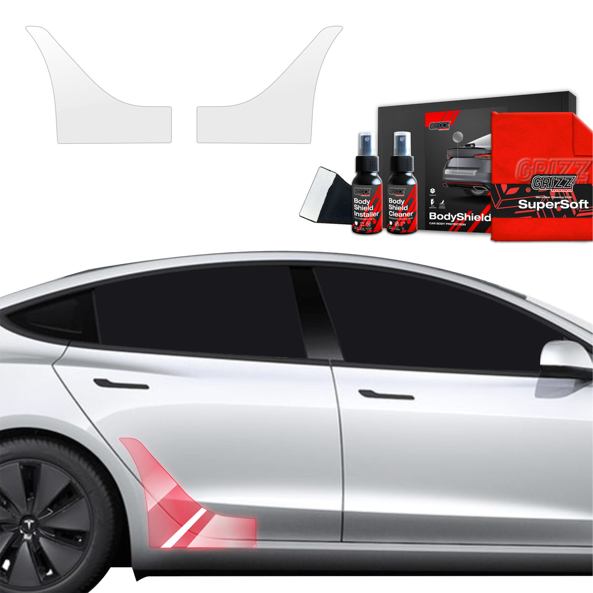 2in1 Schutzfolie Grizz Protector für hinteren Seitenschweller - Tesla Model 3 (2021-2025)