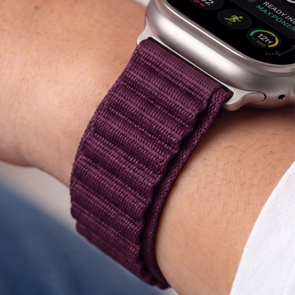Armband für Apple Watch 49/46/45/44 mm, Tech Protect Nylon Pro, Burgunderrot (9/9)