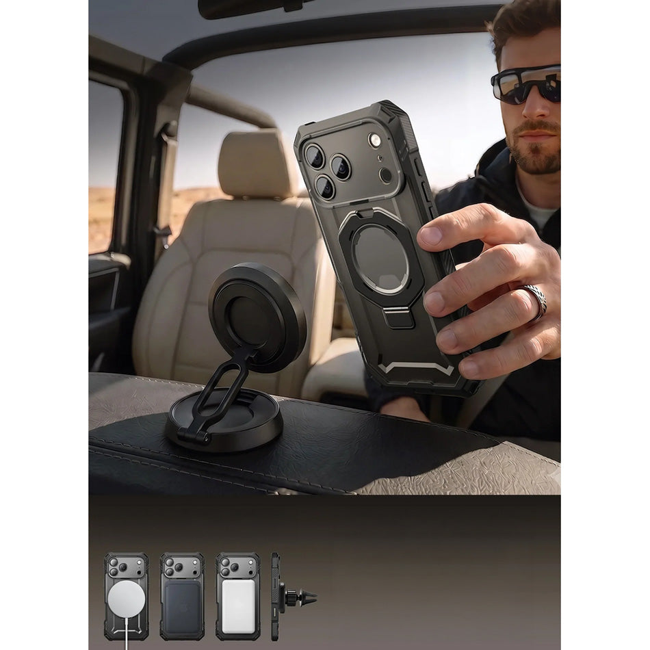 Handyhülle + Glas 9H für iPhone 18 Pro / 17 Pro, Supcase UB Grip Pro Mag SPG (CC) mit MagSafe, Transparent-Schwarz (9/12)