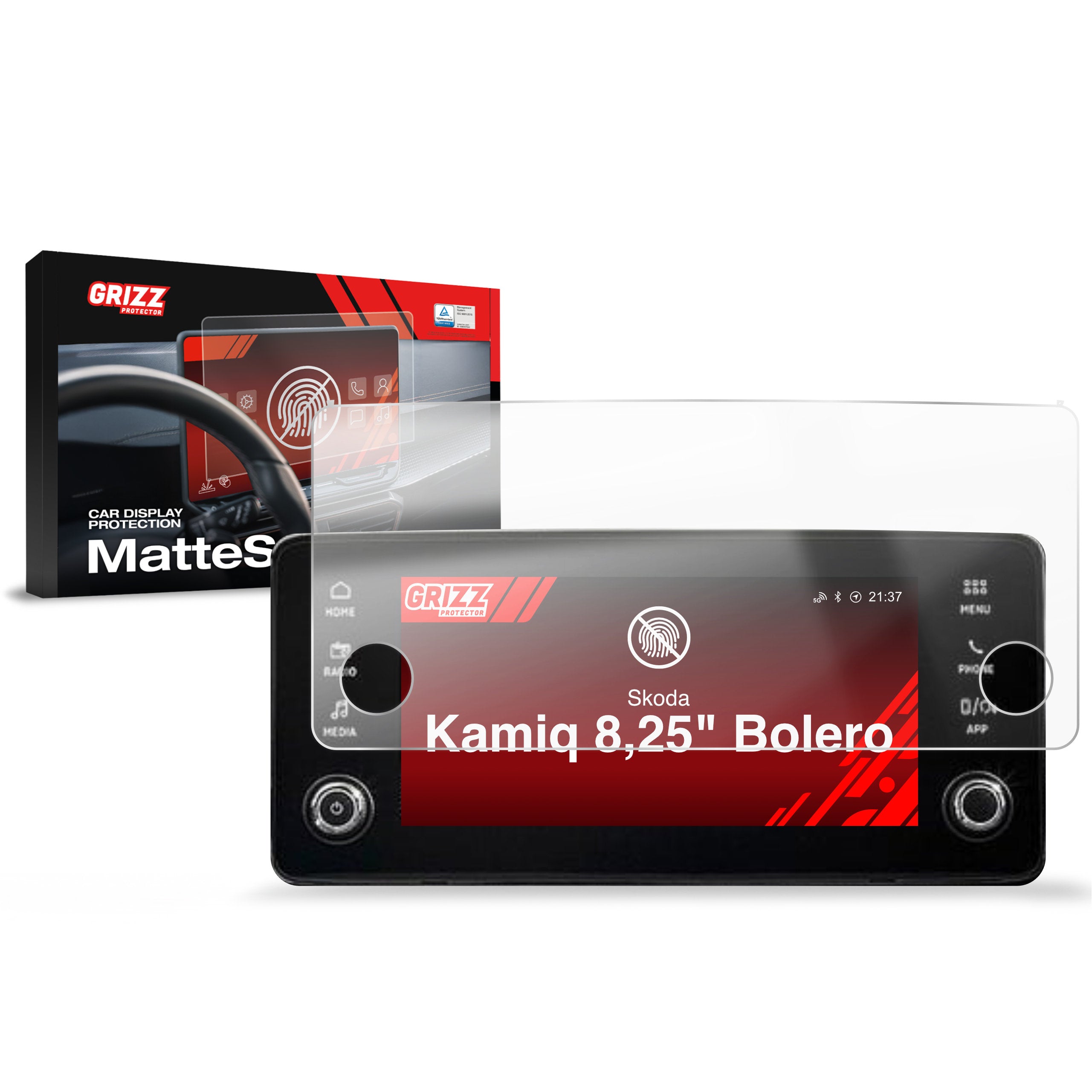 Matte Autodisplayfolie für Skoda Kamiq 8,25" Bolero (2024-2026), Grizz Protector